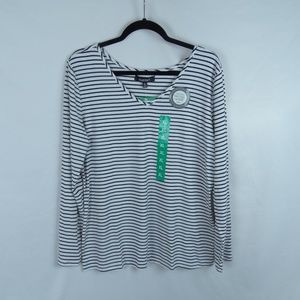 Ellen Tracy Top Size XL Striped Reversible Shirt